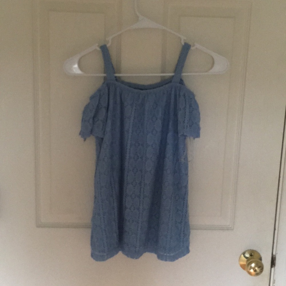 RMLA Blue lace cold shoulder dress